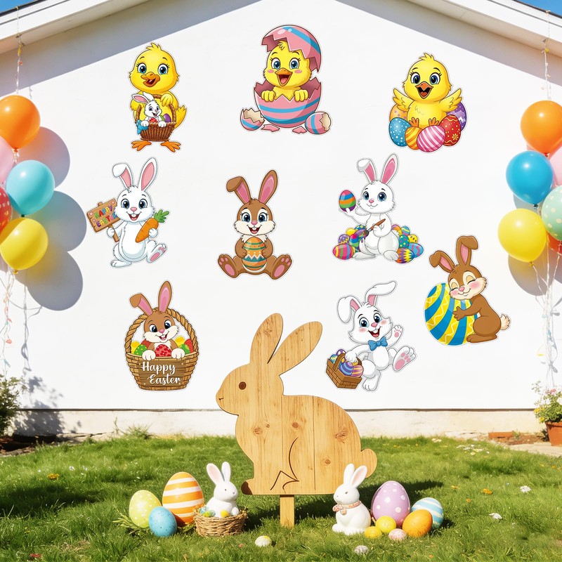 Large Easter Bunny Cutouts Chicks Cardboard Cutout Happy Easter Bulletin