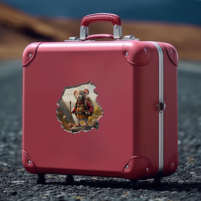 Autumn Hiker Mouse in Mouse Hole Decal - Mouse Hole