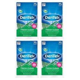 DenTek Fresh Clean Floss Picks, for Extra Tight Teeth, 75 Count, (Pack of 4)