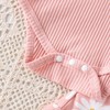 Newborn baby girl summer outfits overalls shorts 0-3 Months pink