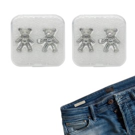 Andiker Nail-Free Waist Buckles, Bear-Shaped Adjustable Snap Button Waist Buckle Extender, Cute Jeans Tighten Waist Button No Sewing Instant Buckle for Pants, Skirts, Collar (silver)