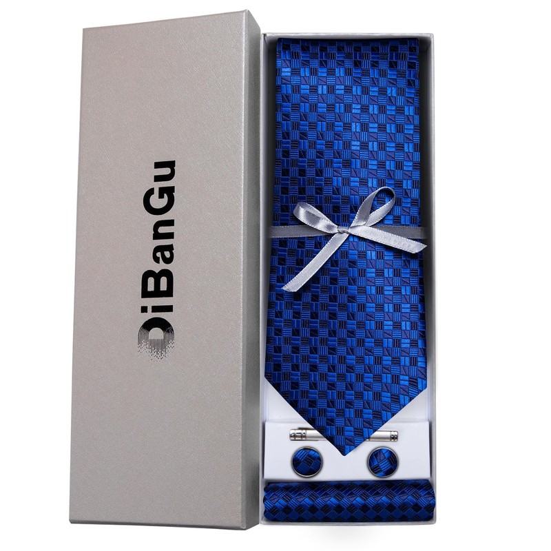 DiBanGu Juego de gemelos cuadrados con corbata de seda y