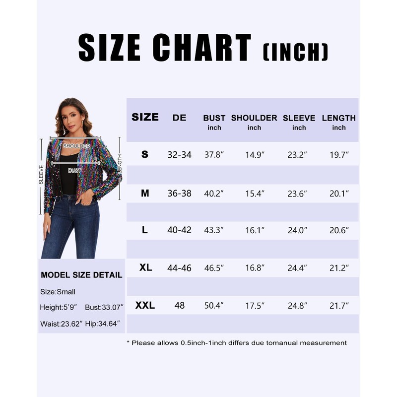 MINTLIMIT Women's Sequin Cardigan Short Open Front Cardigan Long Sleeve