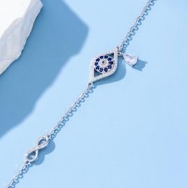 MISTBEE Evil Eye Bracelet for Women 925 Sterling Silver Infinity Bracelet Evil Eye Protection Jewelry Gift for Christmas Birthday