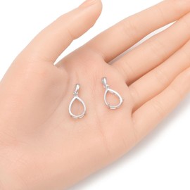 Adabele - Juego de 2 bandejas en blanco de plata de ley 925 auténtica, hipoalergénicas, con bisel de espalda abierta, para colgante de lágrima de 14 mm x 10 mm, para manualidades, joyería SS99-3