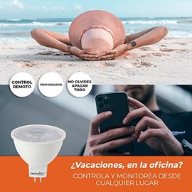 Tecnolite Connect - Foco Inteligente MR16 Flash Smart con Bulbo, Iluminación Interior, Luz Blanca Atenuable, 5 Watts, Control App Connect, Compatible 