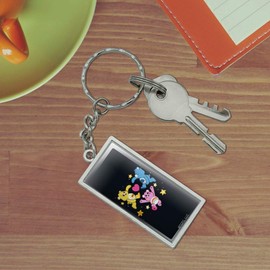 GRAPHICS & MORE Care Bears: Unlock the Magic Funshine, Grumpy and Cheer Rectangle Chrome Plated Metal Keychain Key Chain