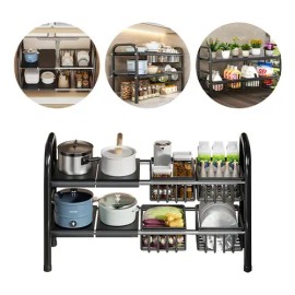 Estantería Extensible Para Almacenamiento En La Cocina Negro
