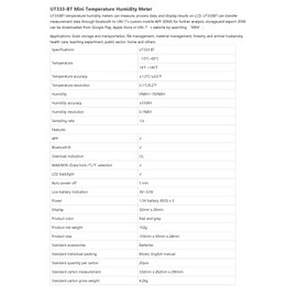 UNI-T UT33BT Mini Meter Temperature and Humidity with Bluetooth, -10°C-60°C/14F-140°F, 0%RH-100%RH
