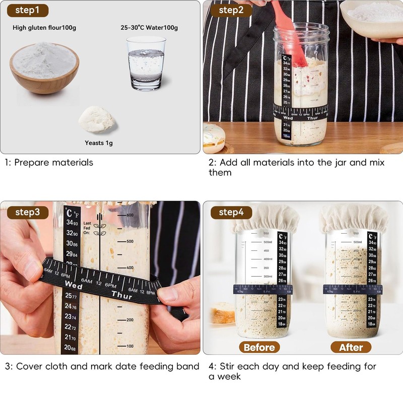 Sourdough Starter Kit, Banneton Bread Proofing Basket 9 Inch Round