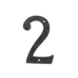UAP House Numbers - 4 Inch Black Iron Door Numbers Screw Fix For Front Door, Rustic Address Number Screw On For Doors And Gates, Made of Solid Cast Iron (Number 2)