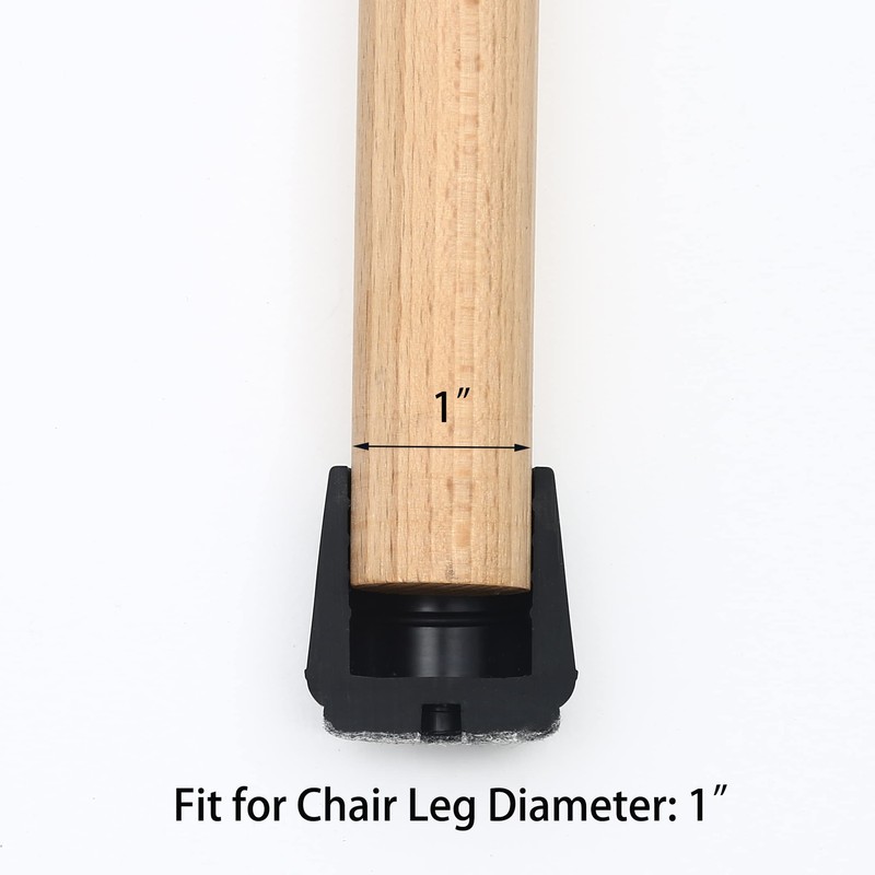 Furnigear 1" Chair Leg Tips Caps with Felt Chair Leg