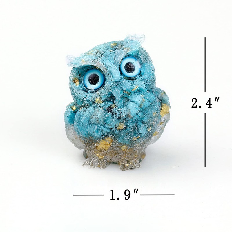 OwMell Owl Statue Tumbled Stone Gemstone Owl Figurine Home Decor