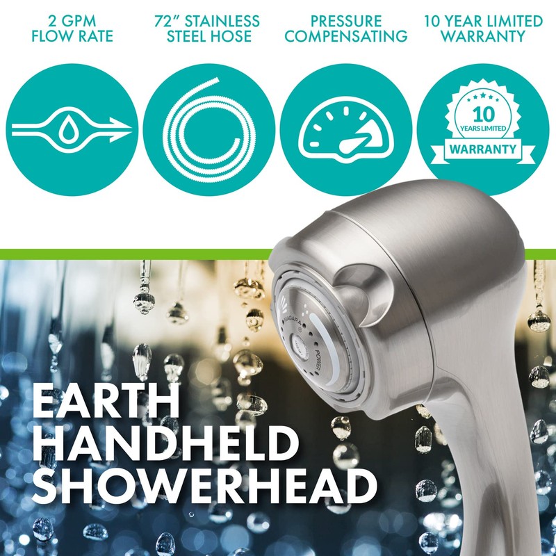 Niagara Conservation Water-Efficient 2.0 GPM Earth Massage 3-Spray Handshower in