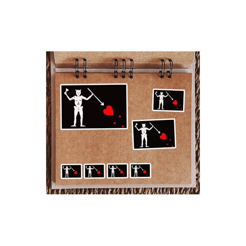 A5 Sticker Sheet Blackbeard Flag Vinyl Stickers - Black Beard