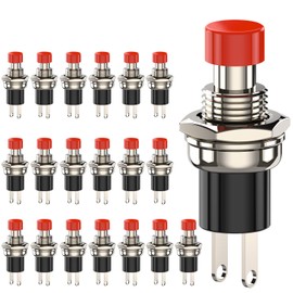 DIYhz Momentary Push Button Switch, 1A 250VAC SPST Mini Pushbutton Switches Normally Open(NO) Red Cap - 20pcs