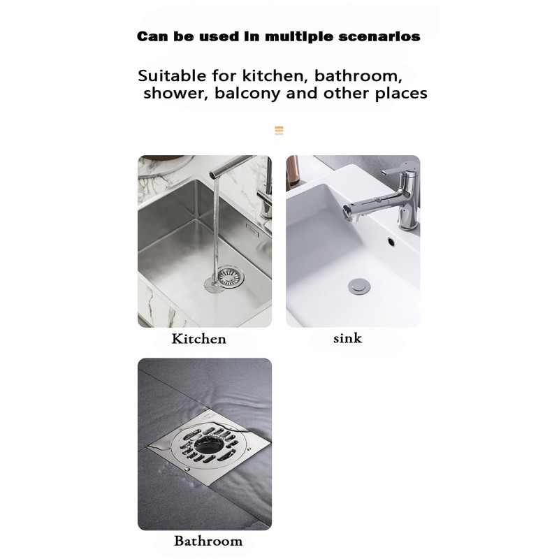 Drain Hair Catcher, Bathtub Drain Protecto 2 PCS （Gray Square）