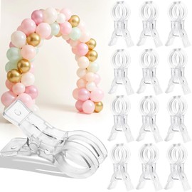 12 Pack Balloon Arch Clips - 3.5 Inch Clear Clips for Backdrop Stand - Transparent Spring Clamps for Balloon Arch - Strong Garland Hanging Clamps- Photography Accessories for Party, Wedding, Birthday