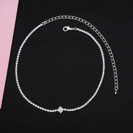 HONGLU Bride Crystal Necklace Earrings Bracelet Set Bridal Wedding Jewelry Sets Rhinestone Choker Necklace Prom Costume Jewelry Set for Women and Girls (Style 1), Metal, Crystal Rhinestone