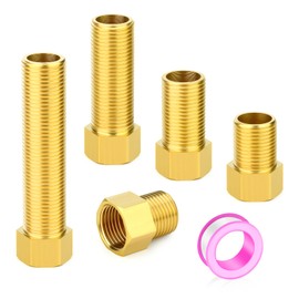 GASHER 5PCS Extension Brass Pipe Fitting, 1/2" Female to 1/2" Male Pipe Hex Bushing Adapter Converter Adapter, 30mm/40mm/50mm/70mm/100mm