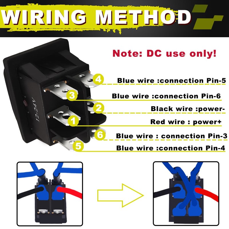 MKBKLLJY 3PCS Momentary Polarity Reverse Switch Waterproof DC 20A 12V