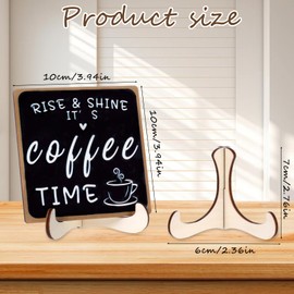 YBEATY Wooden Coffee Sign Funny Desk Decorations Rise & Shine It's Coffee TimeBar Tabletop Shelf Plaque Accessories with Iron Stand for Women Men Home Farmhouse Kitchen Office