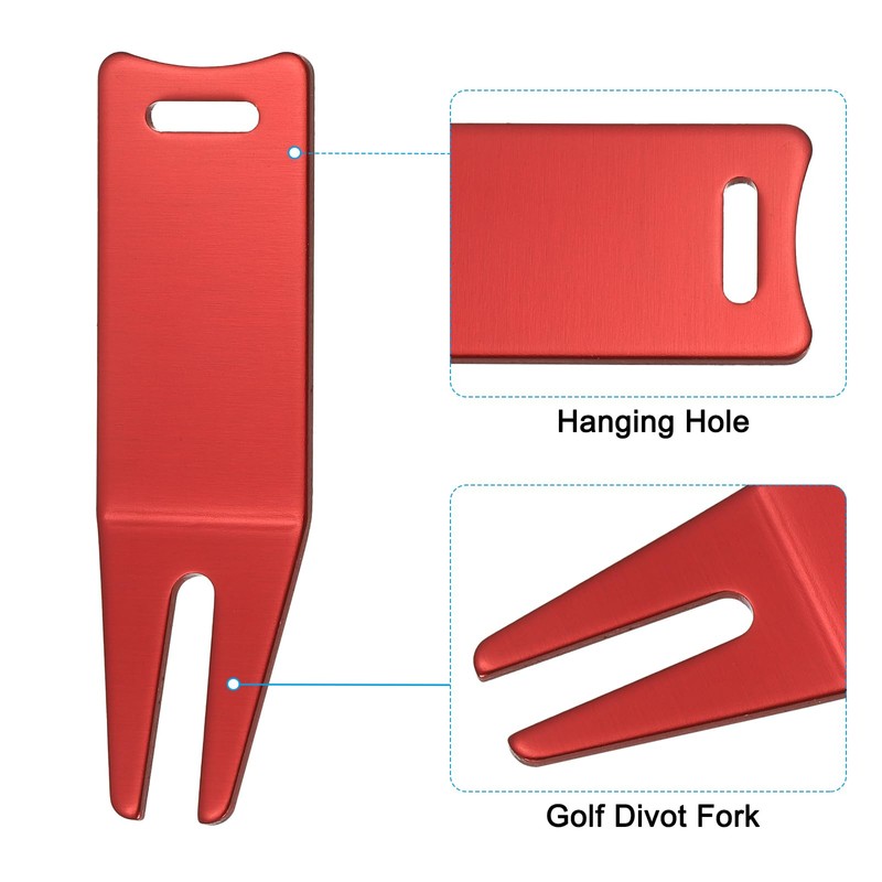 PATIKIL メタルベンディングゴルフディボットリペアツール 6パックゴルフディボットツールカーブスピットゴルフ緑ディボットフォークボールマークリペアツール ゴルフゴルファーリペア レッド