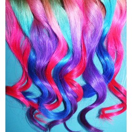 22In Colored Party Highlights Straight Hair Clip Extension/Clip in Hair Extensions Rainbow Heat-Resistant Synthetic Straight,Cosplay Fashion Party Christmas Gift For Kids Girls(16 Pcs) (Purple*8 + Pink*8)