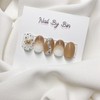 [Handmade Nail Tips] Autumn Bear Nails - Short Ballerina /