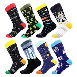 Men's Fun Dress Socks, Colorful Funky Socks for Men, Fancy Novelty Funny Patterned Casual Combed Cotton Office Socks,Mid Calf Cool Crazy Socks Unique & Striking Design