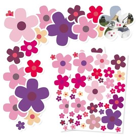 Aufkleber Set Blumen 70 Blümchen, Fahrrad Aufkleber Sommer Blumen Auto Sticker Dekoration für Fahrrad Laptop Auto Motorrad Handy Notizbuch, wasserfeste Sticker Outdoor (2 Stück)