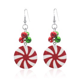 Christmas Earrings for Women Holiday Earrings Jingle Bell Bow Tree Snowflake Stars Earrings Drop Dangle Earring Party Jewelry Festival Decoration (Rainbow)