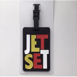 Unbranded Jet Set Luggage Tag 2.5” x 4” Black Rubber Golf Bag Suitcase Travel ID Gift NEW