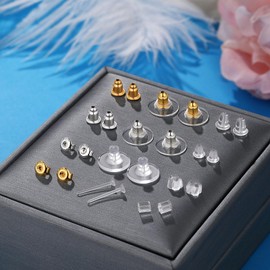 Hazifes 12 Styles 600 Pcs Earring Backs for Studs, Clear Plastic Earrings Hypoallergenic Metal Rubber Silicone Earring Backs Bullet Clutch Stoppers Replacement Kits for Fish Hook Earring Studs Hoops