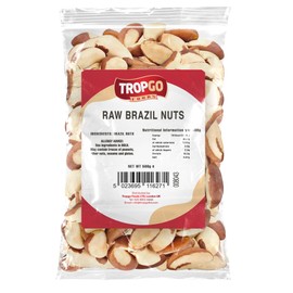 Tropgo Raw Brazil Nuts 500g - Packed Fresh, 100% Natural Brazilian Nuts with Fibre, Protein, and Minerals, Perfect for Snacking - Kosher Nuts - Bulk Brazil Nuts