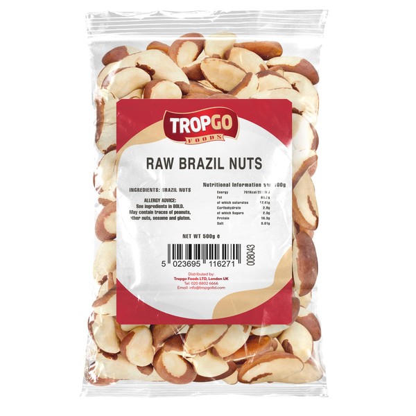 Tropgo Raw Brazil Nuts 500g - Packed Fresh, 100% Natural