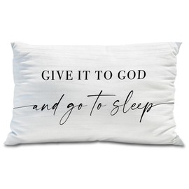 Knibeo Give It to God and Go to Sleep, Decorative Pillows Covers for Bed, Throw Pillows Cover for Bed,12x20 Pillow Cover,Decorative Bed Pillows for Bedroom Room(12x20, White)