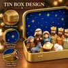 Mini Christmas Nativity Set in Tin Box, Portable Manger Scene