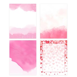 Valentine's Day Stationery Letter Papers Stationery Watercolor Pink Letter Writing Paper Set for Valentine's Day,Wedding,Anniversary,Writing,Scrapbooking & Crafting,40 Sheets with 4 Designs,8.5" x 11"