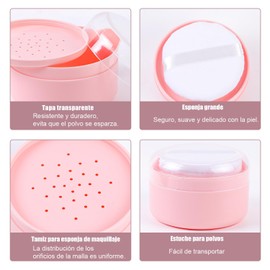Contenedor de polvo del cuerpo: frasco de almacenamiento polvo suelto, caja talco recargable, caja portátil, recipiente soporte con bocanada, ideal para ta (rosa)