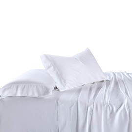 Royal Tradition Viscose from Bamboo-Cotton Blend Sheet Set (Top-Split-King Size, White-Solid) Durable, Breathable Deep Pocket Bed Sheets