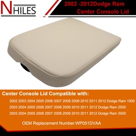 CRAZYPARTS Center Console Lid Compatible with 2002 2003 2004 2005 2006 2007 2008 2009 2010 2011 2012 Dodge Ram Armrest Bin Cover Replacement Part # WP051DVAA Color: Beige