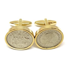 Premium 1954 Original Lucky Australian Sixpence 6d birthday/Anniversary Cufflinks ideal for a 71st birthday HT GLD