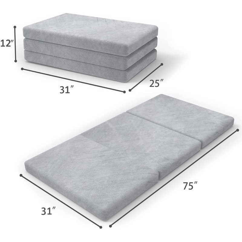 SINWEEK Tri Folding Mattress with Storage Bag 4" Foldable Mattress