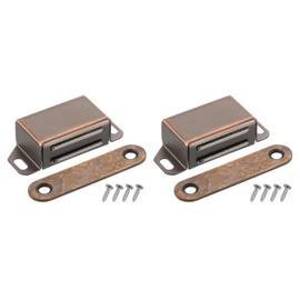 uxcell 2Pcs Cabinet Magnet Latch, 54x23x14mm Adhesive Drawer Latch Magnetic Cabinet Catches Sliding Door Closure for Cabinet Kitchen Closet Doors, Red Bronze