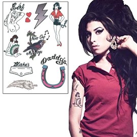 Amy Winehouse Fake temporary Tattoos - Life sized