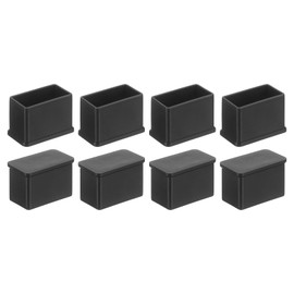 uxcell Rubber Furniture Leg Caps, 8Pcs 15x30mm Rectangle Chair Leg Tips Caps, Furniture Foot End Caps Covers Floor Protectors for Table, Chair, Machinery Equipment Feet (Black)