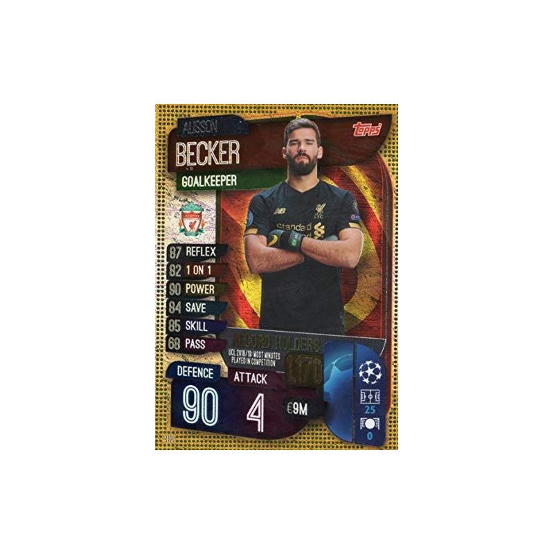 MATCH ATTAX 19/20 ALISSON RECORD HOLDERS TRADING CARD - LIVERPOOL