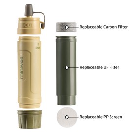 miniwell Portable Water Filter for Camping Hiking Backpacking Emergency and Survival Preparedness L605 Water Purifier