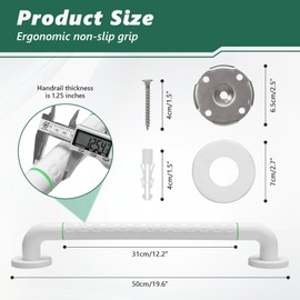 Grab Bars for Shower,2 Pack 20 Inch Shower Handle Bath Grab Rails with Anti-Slip Grip and Safety Luminous Circles,Stainless Steel Bath Handle Bathroom Grab Bar for Seniors, and Disability.